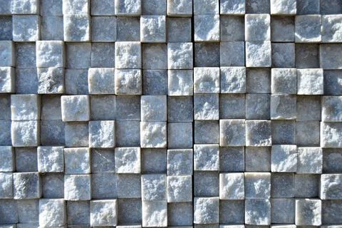 Cutting blue marble wall rectangular, seamless lined up Stock Photos