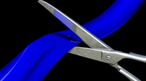 Cutting the blue ribbon Stock Footage 10766034