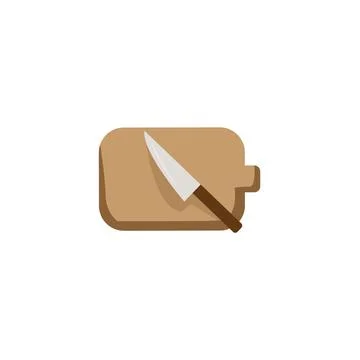 The cutting board and knife flat illustration on white background Stock Illustration