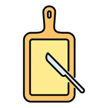 Cutting board and knife kitchen tool icon preparing food Stock Illustration