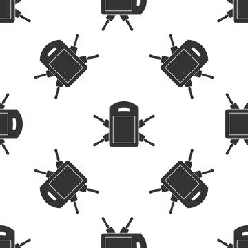 Cutting board and rolling pins icon isolated seamless pattern on white Stock Illustration