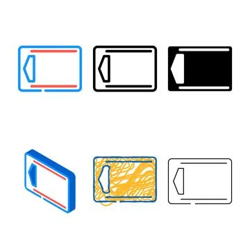 Cutting board color icon vector types Stock Illustration