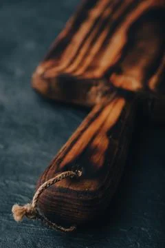 Cutting Board with Handle on Concrete Surface Stock Photos