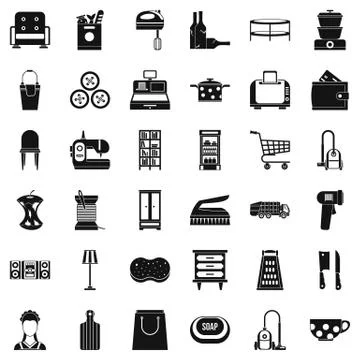Cutting board icons set, simple style Stock Illustration