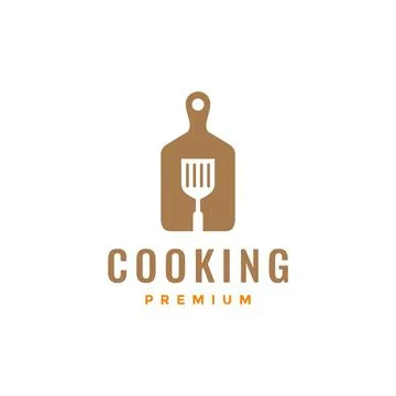 Cutting board kitchen concept flat logo design vector Illustrazione stock