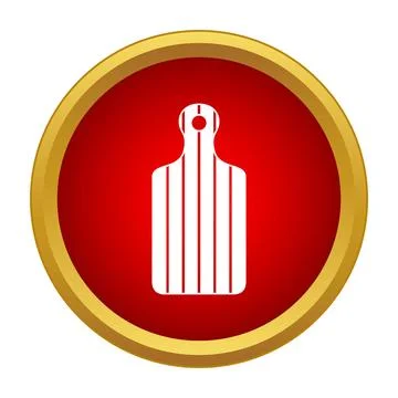 Cutting board kitchen tool icon in red circle Stock Illustration