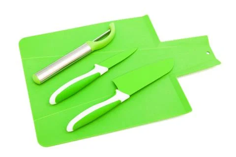 Cutting board with a knife Foto stock