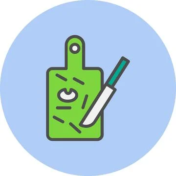 Cutting Board Line Filled Circle Icon Stock Illustration