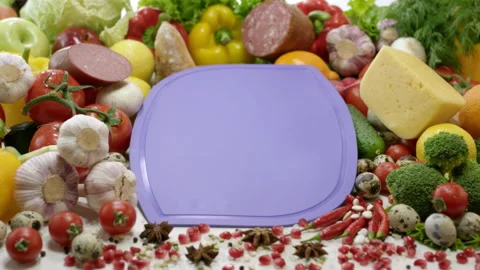 Cutting board lying among ingredients for homemade sandwich Stock Footage 231905748