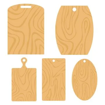 Cutting board, a set of kitchen boards for cutting. Illustrazione stock