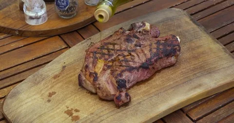 Cutting Board Steak Stock Footage 77736017