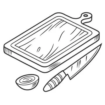 Cutting Board Vector Line Icon for Cooking Stock Illustration