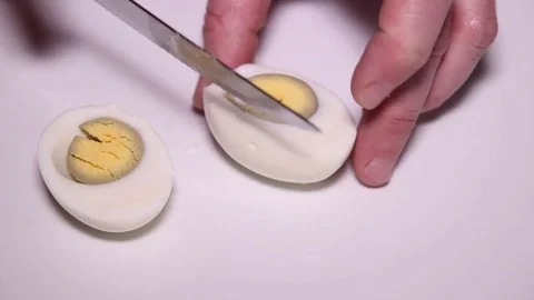 Cutting Boiled Egg Stock Footage 73419281