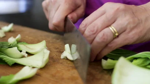 Cutting Bok Choy Stock Footage 233001969