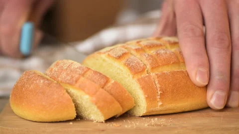 Cutting bread 1580 Stock Footage 147680392