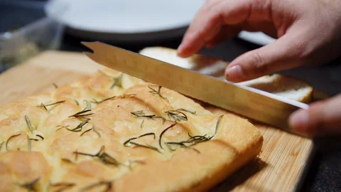 Cutting Bread 2 Stock Footage 126310497