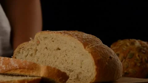 Cutting Bread Stock Footage 12721473