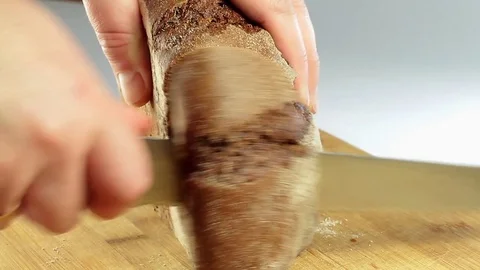 Cutting Bread Stock Footage 77020682