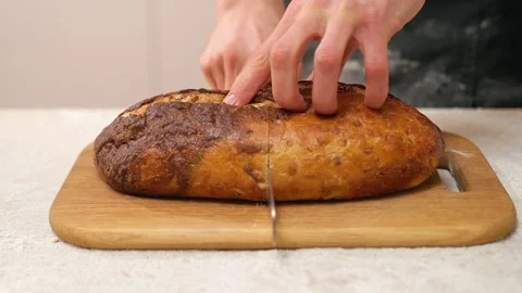Cutting Bread Stock Footage 273500275