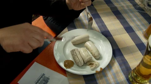 Cutting Breakfast Sausage Video stock 43762422