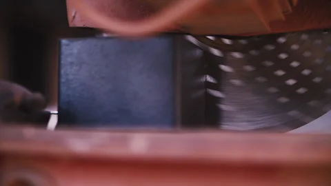 Cutting bricks with a circular saw at a construction site Stock Footage 251656331