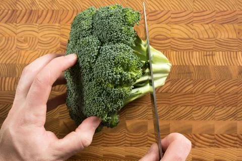 Cutting Broccoli Stock Photos
