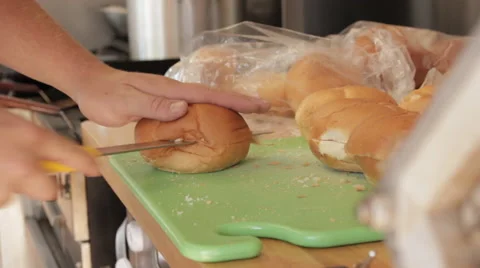 Cutting Buns Stock Footage 57224757