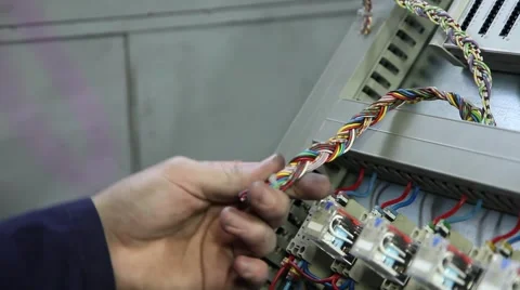 Cutting cables with plier for electrical installation Video stock 62355504