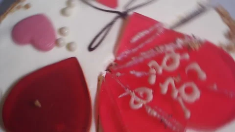 Cutting the cake on the table Stock Footage 105208183