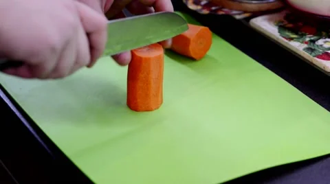 Cutting carrot cubes Stock Footage 68318883