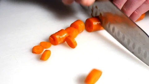 Cutting Carrot  Stock Footage 81191131