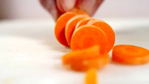 Cutting Carrot  Stock Footage 81191420