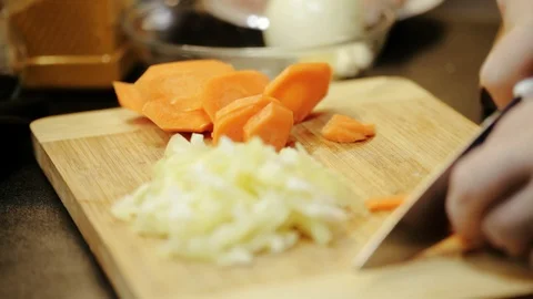 Cutting carrot Stock Footage 98361275