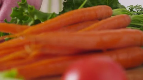 Cutting carrots, closeup Stock Footage 62282788