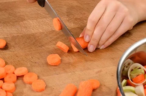 Cutting Carrots Stock Photos