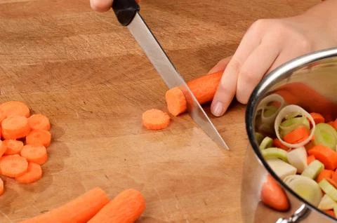 Cutting Carrots Stock Photos