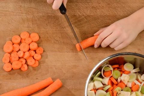Cutting Carrots Stock Photos