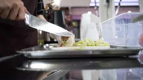 Cutting celery plant Stock Footage 117330275