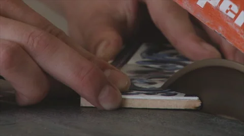 Cutting ceramic tiles. Close-up. Stock Footage 43129658