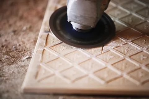 Cutting Ceramics Tile Stock Photos