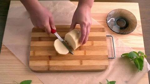 Cutting of cheese Video stock 69075424