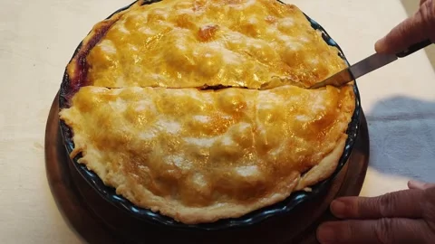 Cutting a cherry pie Stock Footage 339656987