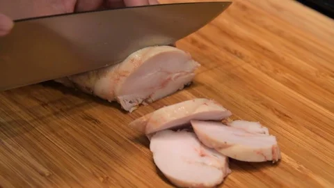 Cutting chicken cooked sous vide Stock Footage 75298522