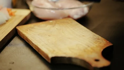 Cutting chicken Stock Footage 98361418