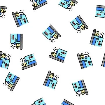 Cutting chicken machine vector seamless pattern Stock Illustration
