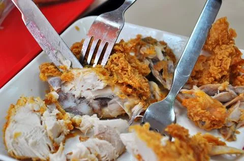 Cutting of chicken Foto stock