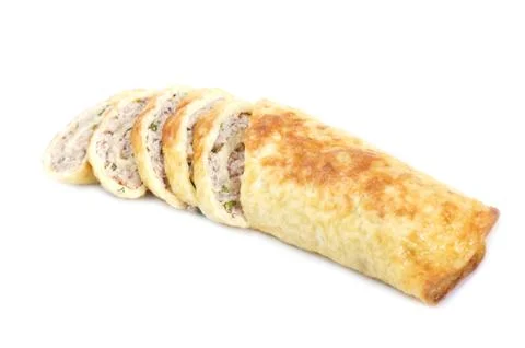 Cutting chiken roll Stock Photos