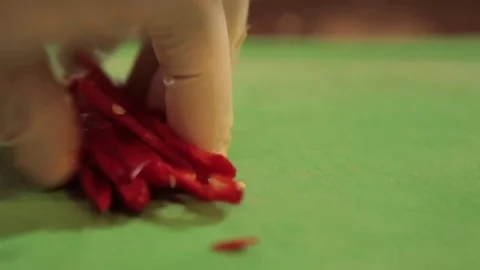 Cutting Chili Stock Footage 71627433