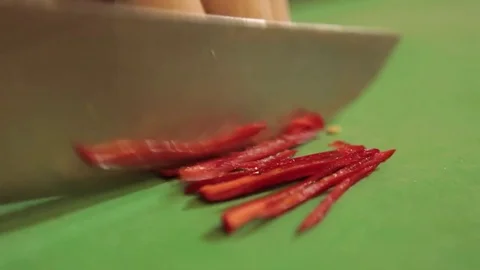 Cutting Chili Stock Footage 71627707