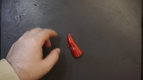 Cutting chili overhead Stock Footage 121118371